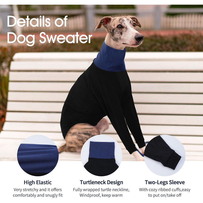 Пуловер для Віндхундів IECOii: теплий, з високим коміром, з флісу, чорний, XS