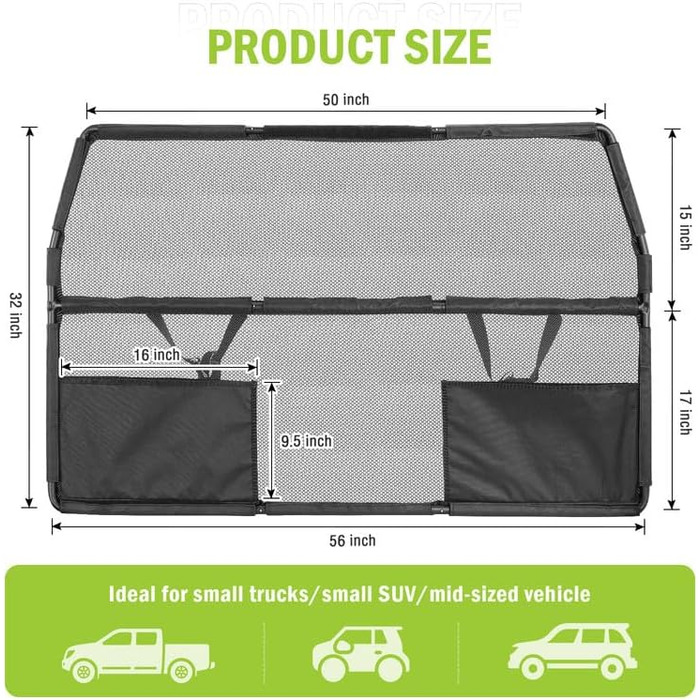 Бар'єр для собак у машину, 142 см, для позашляховиків, SUV, легкових авто, захист заднього сидіння, перегородка, подорожі