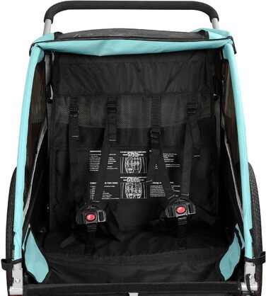 SAMAX Fahrradanhänger Jogger 2in1: Дитячий велопричіп-коляска 2в1, 360° обертання, для 2 дітей - Black Edition Turquoise