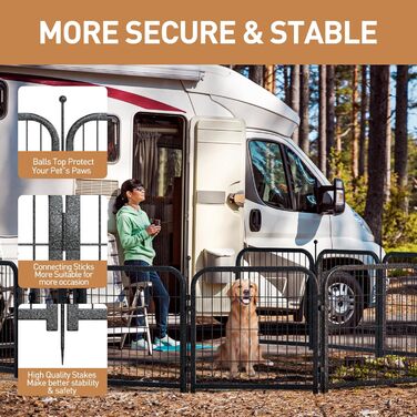 Металевий вольєр для собак Petorldog з 16 панелей, 101,6 см, для великих, середніх та маленьких собак, для дому та вулиці, ідеально для кемпінгу, двору та автодому