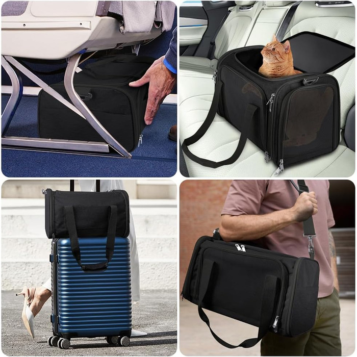 Складана переносна сумка-бокс для собак та котів VSSHE, 15 кг, чорна