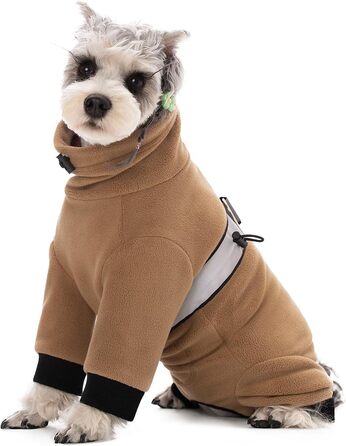 Теплий зимовий пуховик для маленьких собак, флісовий комбінезон з регулюванням, колір світло-коричневий, розмір M