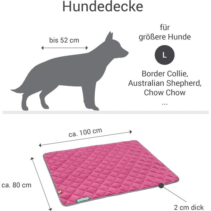 Підстилка для собак Doctor Bark - флісова двостороння, 100x80 см, рожевий/світло-сірий, для великих собак, миється до 95°C