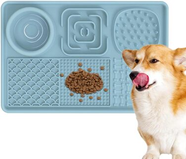Килимок для собак та котів з силікону з присосками, антипригарний, для ласощів та розваг (Блакитний)