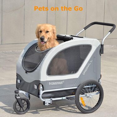 Велопричіп та візок для собак Doggyhut Original Large 2 в 1, до 35 кг, з ручним гальмом Tiggo 80405