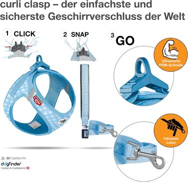Шлейка для собак Air-Mesh блакитна з колачками, розмір M & поводок L блакитна з колачками