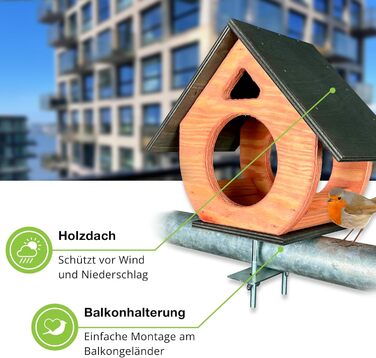 Пташник на балкон GARTENETAGE з натурального дерева, стійкий до погодних умов, проста монтаж