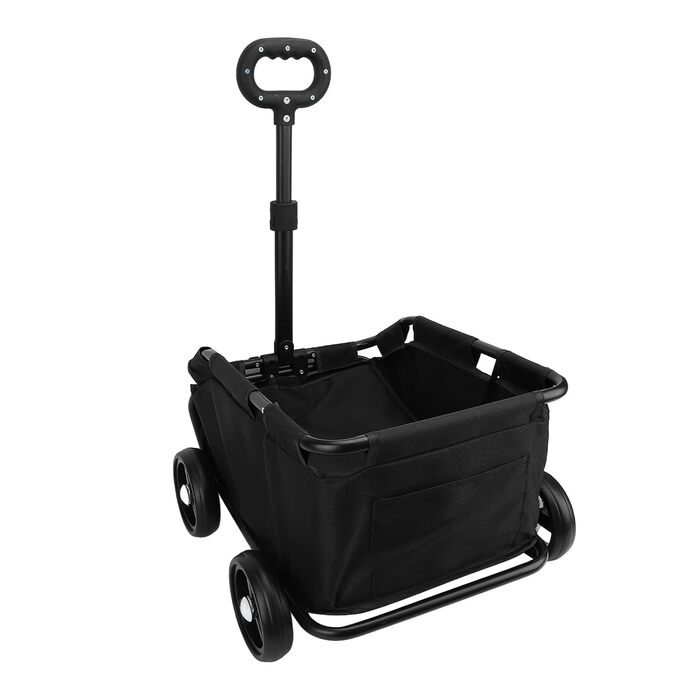 Візок для тварин 4-колісний для собак/котів середнього та малого розміру, зручний для прогулянок, з поворотним ручками, чорний