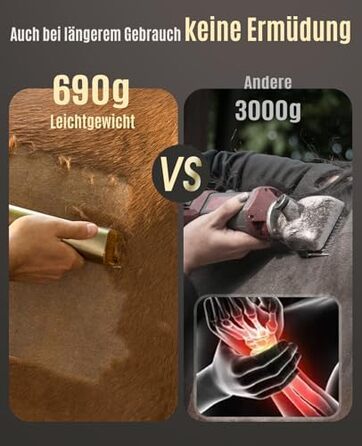 Машинка для стрижки коней Oneisall бездротова з металевими лезами та набором запасних, тиха, для густого та сплутаного волосся, 7000 обертів, потужний двигун