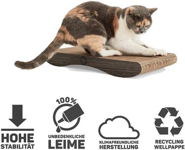 Когтеточка для котів CanadianCat Comet L XL, картон, з котячою м'ятою, 60x29x7 см, темно-сіра, дерев'яний дизайн