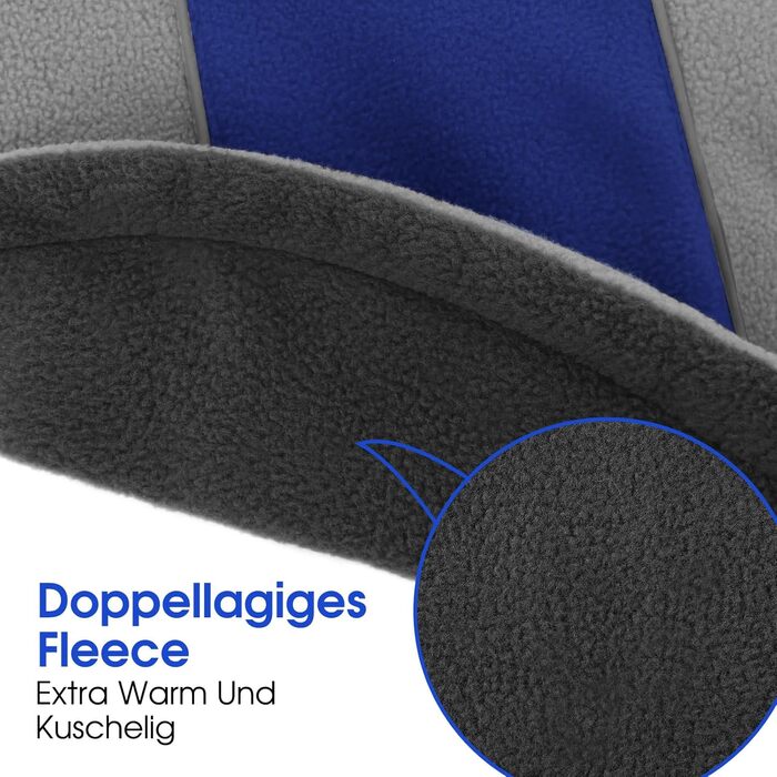 Теплий флісовий пуловер для собак - зимовий пуловер з подвійним шаром, розмір L, обхват грудей 48 см, обхват шиї 33 см, блакитний