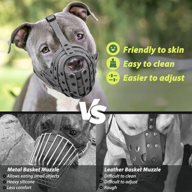 Намордник для собак Mayerzon Pitbull: легкий, для великих та середніх порід, проти укусів, безпечний для грумінгу та ветеринара, сірий, розмір L (діаметр морди 29-33 см)