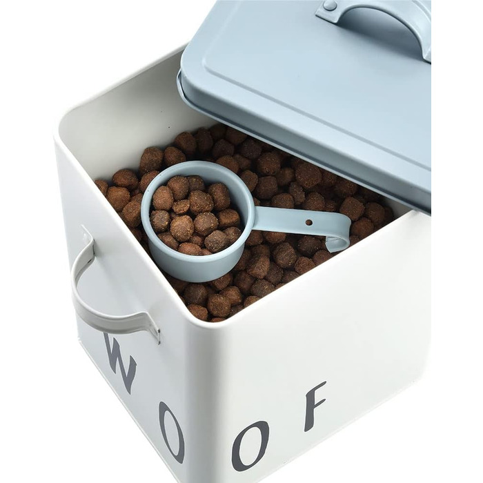 Миска для корму тварин Zeller 'Woof', метал, білий/блакитний, 23.4 x 16.2 x 23.2/25.8 см