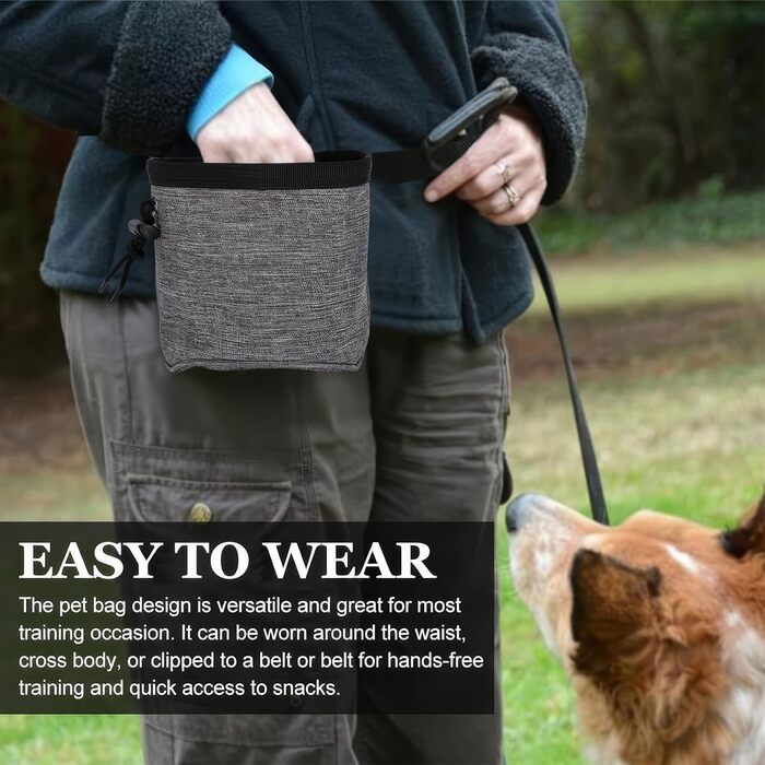 Сумка для корму для собак, сумка для тренувань, сумка для ласощів для собак, багатофункціональна сумка для корму з диспенсером для пакетів для вигулу (сіра)