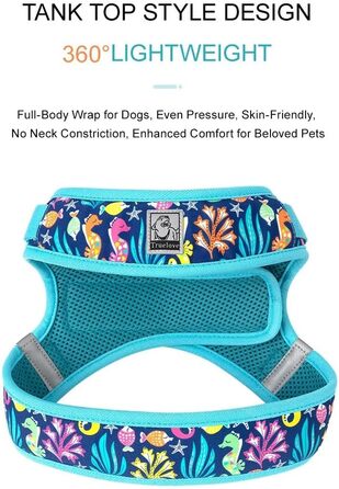 Нашийник для собак Truelove TLH30131 XS, квітковий принт, чорний, м'який, дихаючий, світловідбиваючий