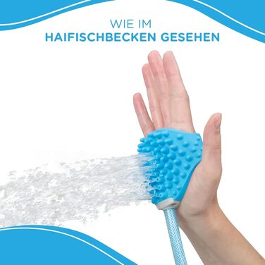 Насадка для миття та душу для собак Aquapaw | Швидке та легке миття, масаж та догляд за тваринами в приміщенні та на вулиці | Включає шланг та скребок для собак - блакитний