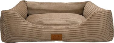 Ортопедичне ліжко для собак Elropet з м'якого корду, кошик для собак XS/S/M/L/XL/XXL (145x110x30 см), Cappuccino