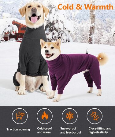 Зимовий одяг для собак з ніжками - тепла куртка з поліестеру для малих, середніх та великих собак. Повний захист, м'яка та зручна (для дому/на вулицю, сніг). Колір: темно-сірий, розмір: L