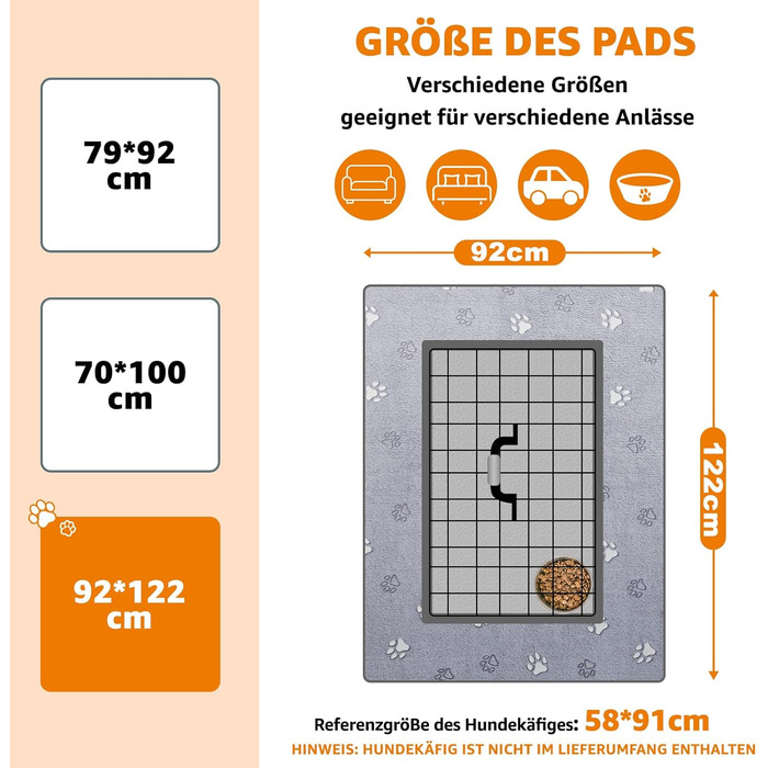 Підкладки для тварин PICK FOR LIFE, 2 шт. - швидко поглинаючі, 92x122 см, для цуценят та дорослих собак, сірі