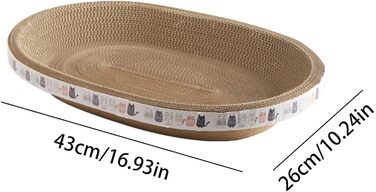 Котячі дряпки, овальні котячі дряпки-лежанки, гофрований лежак-дряпка для котів, котячі меблі для дряпання диванів та килимів, овальні котячі будиночки-дряпки (43*26 см)