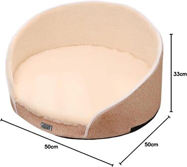 Ортопедичний лежак для котів та собак з memory foam та знімним чохлом (M, абрикосовий)