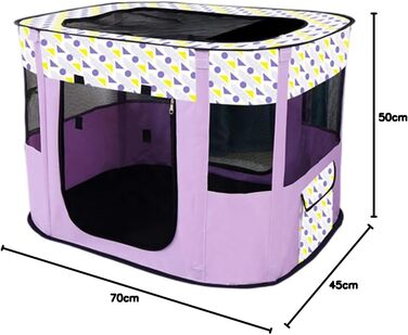 Клітка для собак та котів, переносна будка, загон, портативна клітка для тварин, 70x50 см, фіолетовий