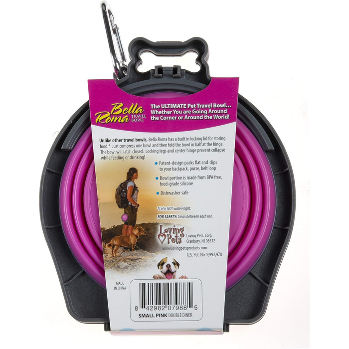 Подвійна дорожня миска для собак Loving Pets Bella Roma, середня, синя