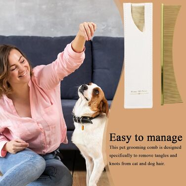 Гребінець для котів Flohkamm - догляд за шерстю, аксесуари для домашніх тварин. Підходить для собак, довгошерстих порід, цуценят. Золотий колір.