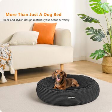Кругле ліжко для собак та котів, зручне та миється, Ø 60 см, темно-сірий кошик для собак, ліжко-подушка, 60x60x18 см
