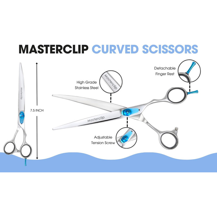 Професійна вигнута ножиця Masterclip Essentials для перукарів (19,1 см), нержавіюча сталь, для правшів