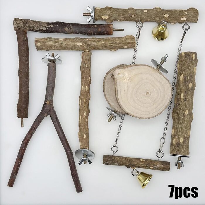 Набір з 9 дерев'яних перекладин Allazone для птахів, гойдалки для папуг, аксесуари для клітки (стиль 4)