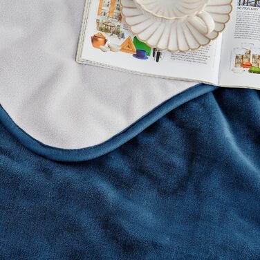 Водонепроникний плед для дорослих, двосторонній, для собак, котів, тварин, м'який, захист від протікання, для ліжка, дивану, софи, меблів (Морська синя/Світло сіра, 101x152 см)