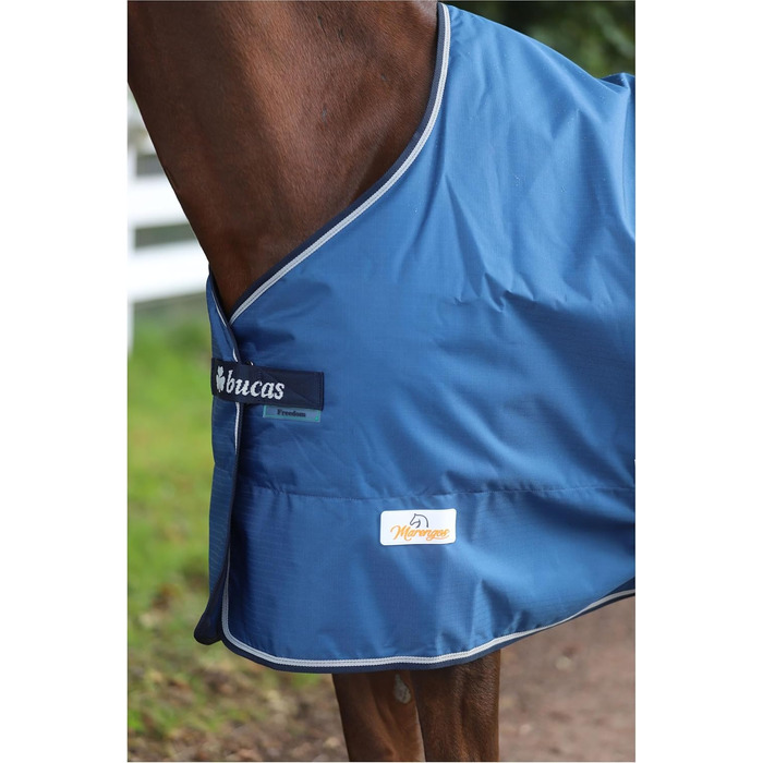 Водонепроникна поводовкова накидка для коней Marengos by Bucas Freedom Turnout 600D з підкладкою та перехресними ременями, Navy/Beige, 155 см
