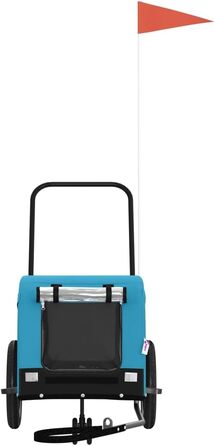 Фургон для собак VidaXL - переносний, з прапором та відбивачами, до 45 кг, 124 x 53 x 53 см, блакитно-чорний