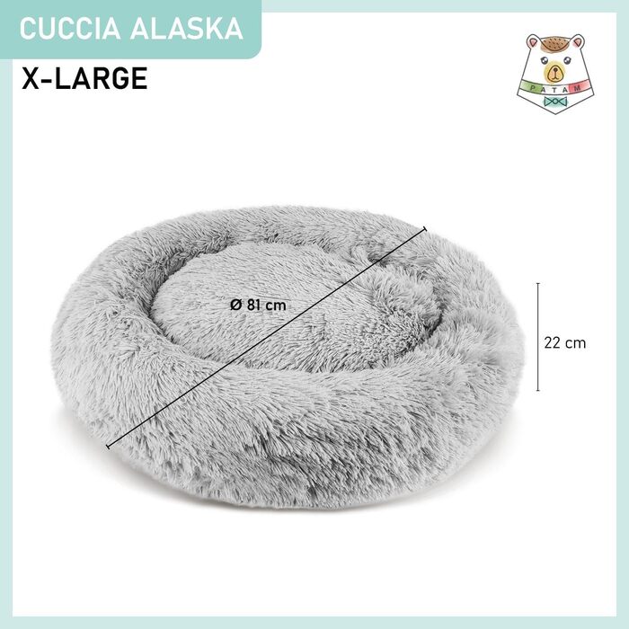М'яке ліжко для собак та котів Alaska Grey, велике, 81 см, знімний чохол, неслизьке, машинне прання