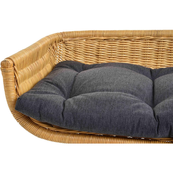 Ексклюзивний плетений лежак для собак/кішок з ротангу, великий (XL), з подушкою, Honey