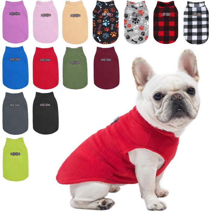 Пуловер для собак BeautyZoo з флісу, теплий зимовий одяг для маленьких та середніх собак, червоний, розмір L (обхват грудей 48.2 см)