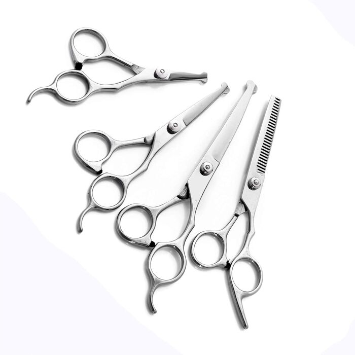 Професійна шерстьостригальна ножиці для собак, нержавіюча сталь, прямі та зігнуті леза, безпечні закруглені кінчики, для грумінгу обличчя, вух, носа та лап