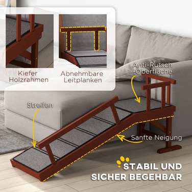 PawHut Dog Ramp Пандус для домашніх тварин зі знімними перилами, нековзний пандус для багажника, абордаж для собак до 30 кг, 125 x 40 x 56 см, сірий | Аосом