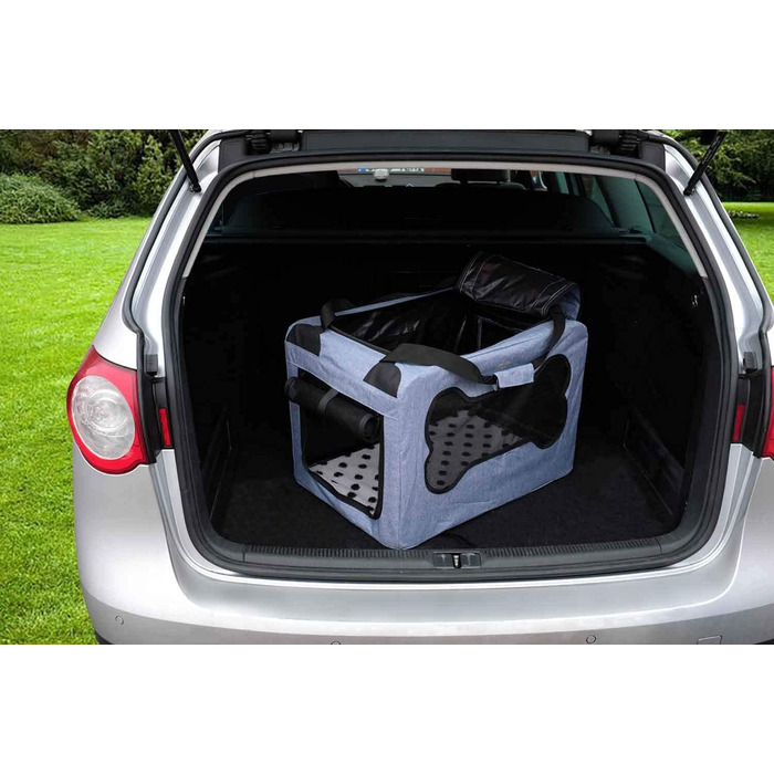 Транспортна сумка для собак та котів, складна, блакитна, розмір M, міцна, дихаюча сітка, комфорт та безпека, 60 x 40 x 40 см, джинсова блакить