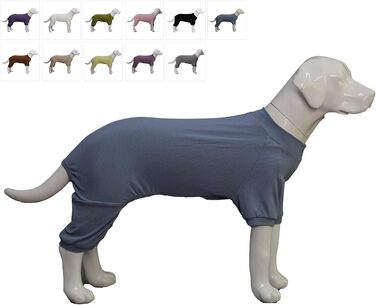 Піжама для собак Lovelonglong, бавовна, трикотаж, 4 лапи, для всіх сезонів, теплий боді для великих, середніх та маленьких собак, колір кава, розмір L (XL для середніх собак), сіро-блакитний