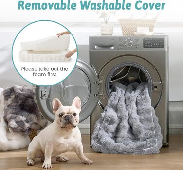 Ортопедичне ліжко для собак з штучного хутра, великі породи, диван з високопідтримуючим пінополіуретаном та водонепроникним чохлом, неслизьке, м'яке, тепле, пране, C-подібне, розмір XL (бежевий)