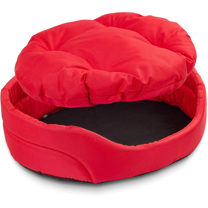 Крісло-ліжко для собак середніх порід, овальне | Зносостійке лежання для собак з подушкою | Кошик для собак | Поліестер, червоний, L (57x52 см)