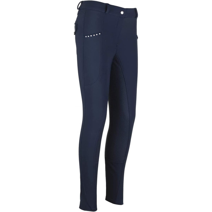 Лазура - жіночі зимові штани для верхової їзди Татяна | Повний силіконовий вшитий захист | Штани для верхової їзди з 2 кишенями для телефону | Чорні або темно-сині штани з повним силіконовим вшитим захистом | Верхова одяг розмір 34-46 34 Темно-синій