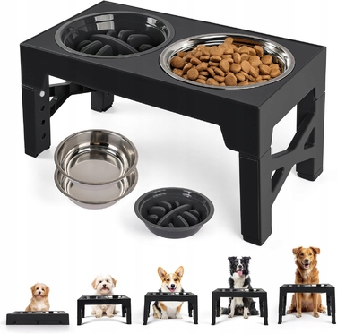 Подвійна підвищена миска для собак та котів, миска для корму