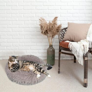 DEFACTO Лежанка для собак, м'яка подушка для собак з імітацією льону, корзина для собак, підняті бортики, неслизьке дно. Розмір M - 60x60 см, Бежевий