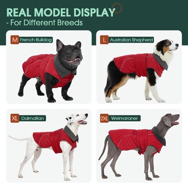 Куртка для собак Kuoser, зимова, водонепроникна, для середніх та великих собак, з флісовою підкладкою та блискавкою, L, червона