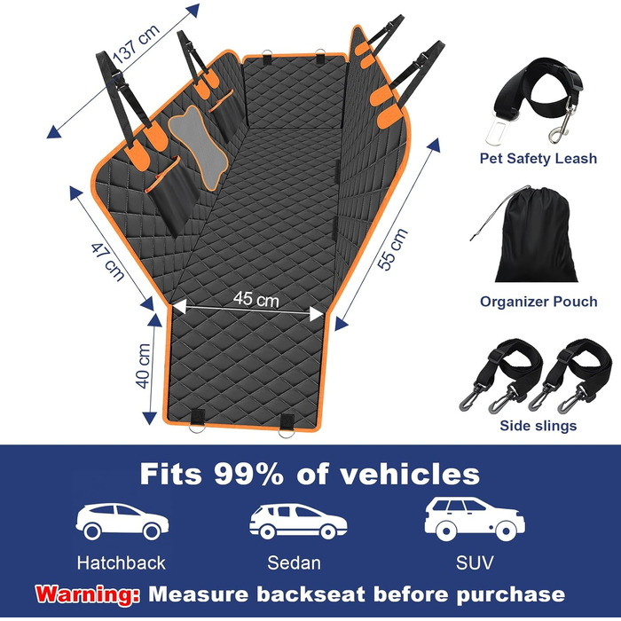 Водонепроникний килимок для собак Vortix на заднє сидіння авто - ідеальний компаньйон у подорожах. Захищає від бруду, шерсті та подряпин, зменшує необхідність миття авто.
