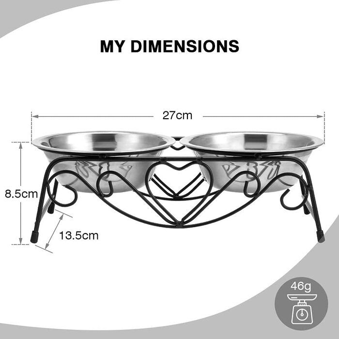 Набір мисок для котів та собак, підняті миски з нержавіючої сталі, 2 шт.