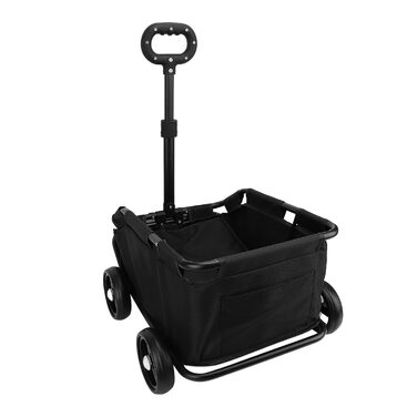 Візок для тварин 4-колісний для собак/котів середнього та малого розміру, зручний для прогулянок, з поворотним ручками, чорний